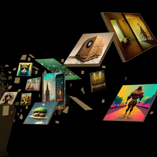 IAA - EFFIE A.I.WARDS several different artworks as NFTs flying around
