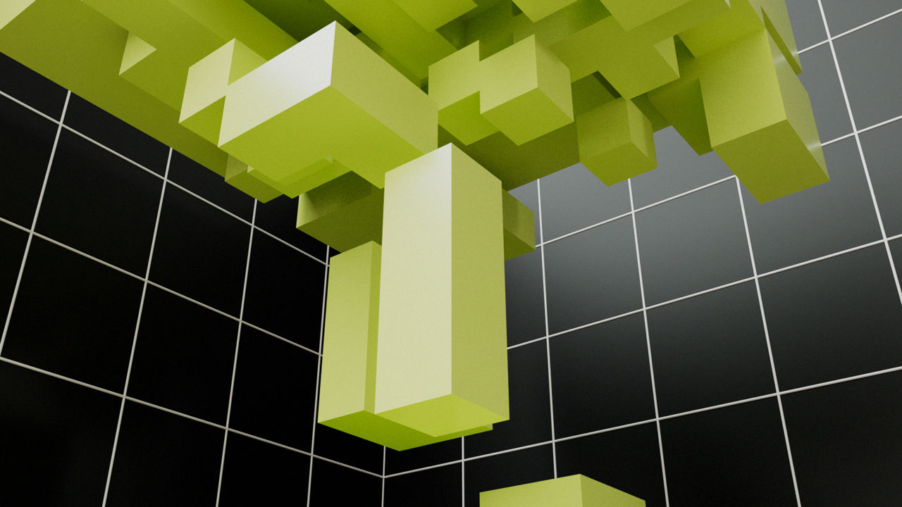 Cubes in different sizes that build up and break down 